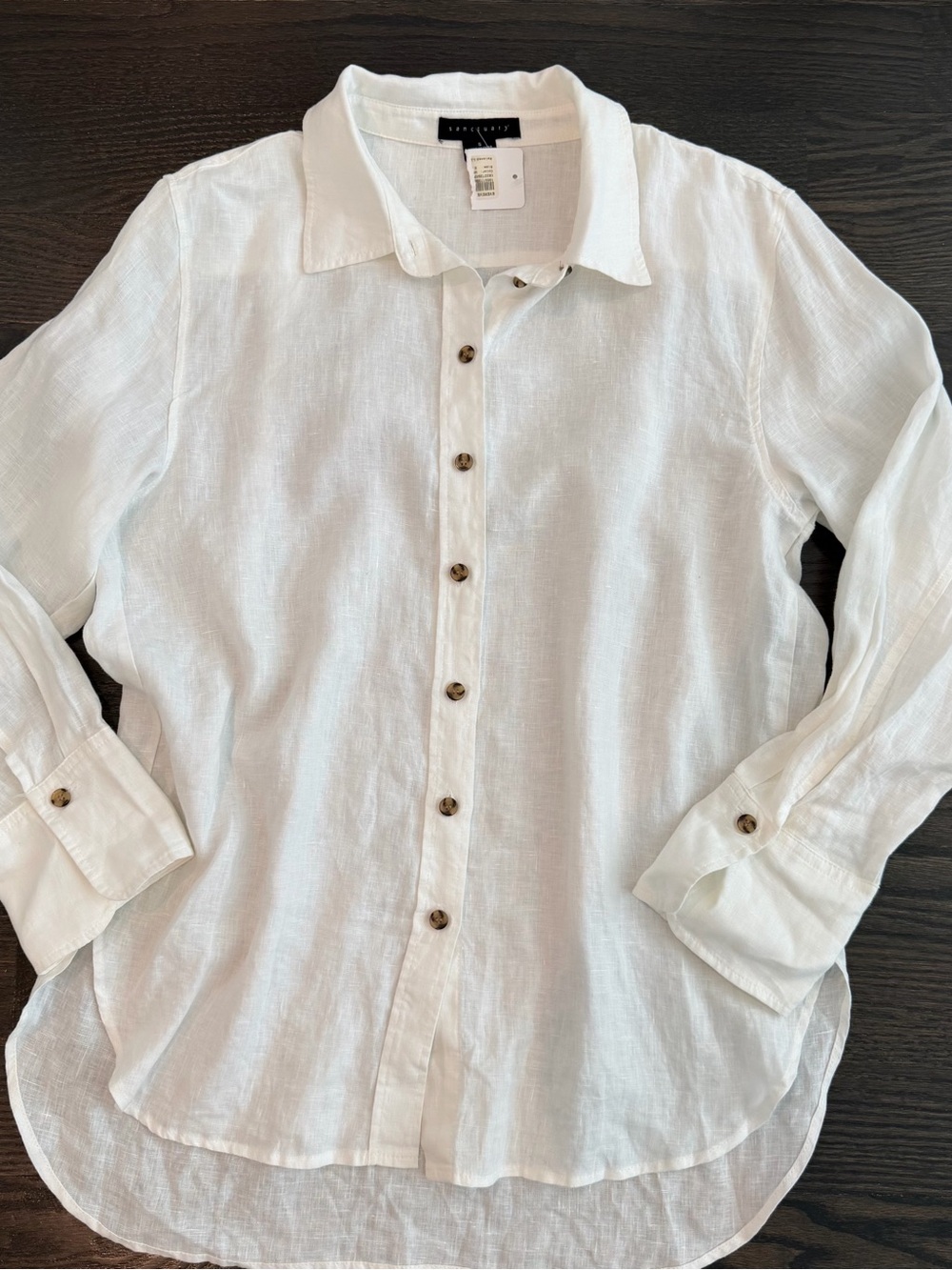 Sanctuary White Linen Button-Down Shirt